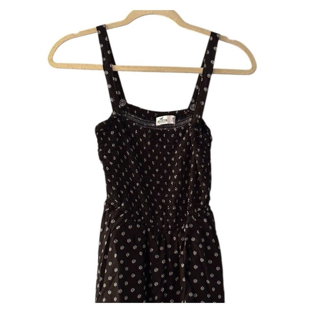 Hollister Ditsy Floral Maxi Sundress Women XS Black Ruffle Whimsigoth Fairy Goth - Picture 5 of 11